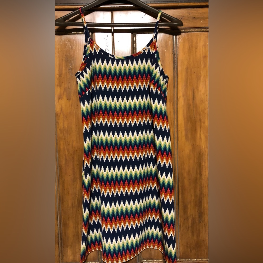 Soprano Women’s Dress, Chevron Pattern with vibrant colors. Size: XS